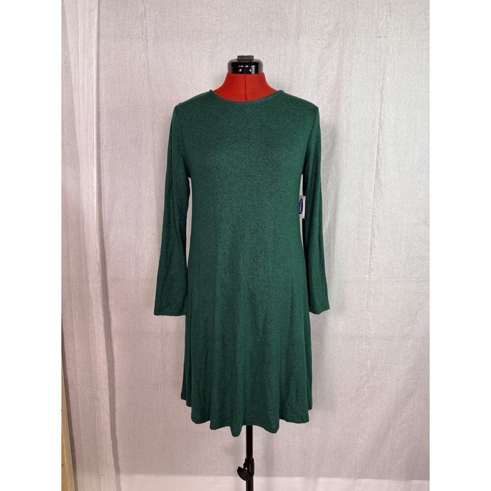 Old Navy Long Sleeve Knit Swing Dress Size Small Victorian Jade Midi NWT D356